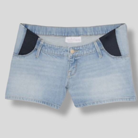 Isabel Maternity by Ingrid Isabel Women's Side Panel MIDI Maternity Jean Shorts - Picture 1 of 9